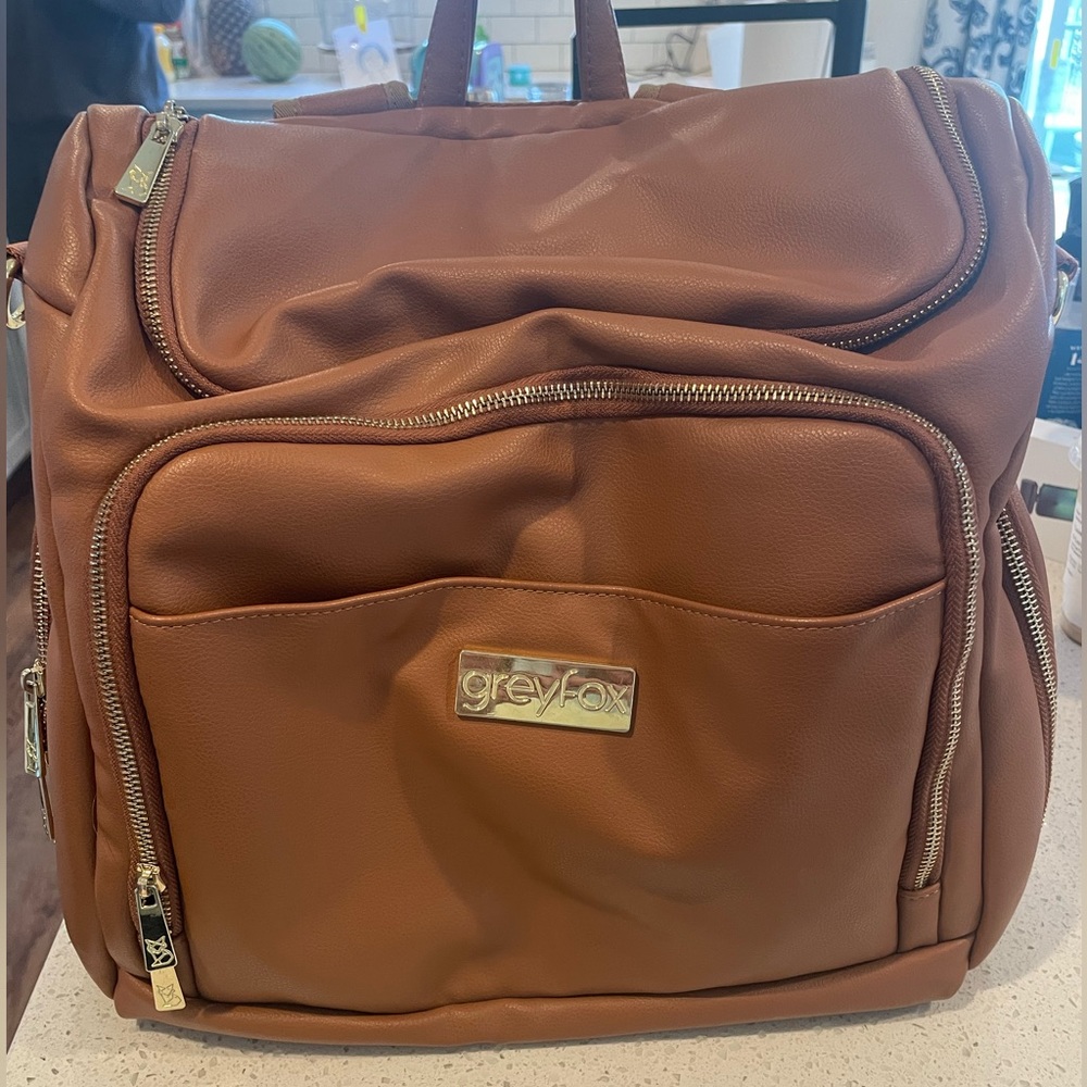 SOLD XXX -- Greyfox Backpack Leather Diaper Bag